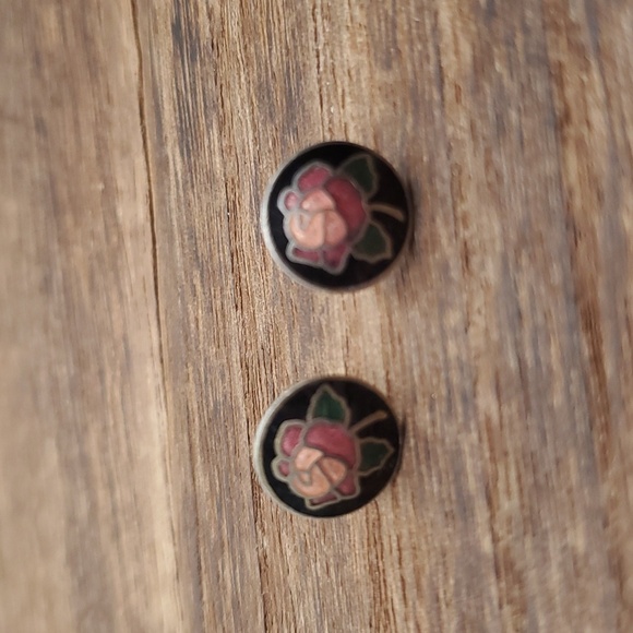 Rose cloisonne Spanish earrings‎ E733